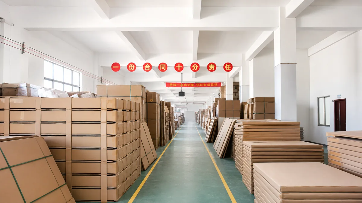 Packed cartons and protected components arranged inside the GEELYE warehouse